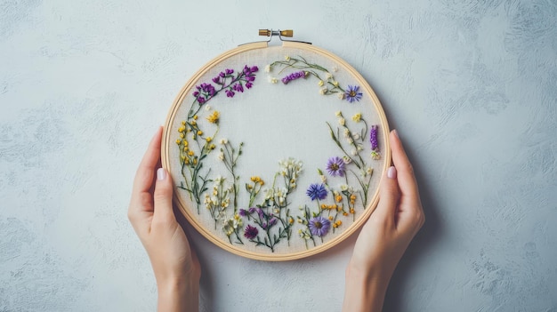 Hoop with floral embroidery